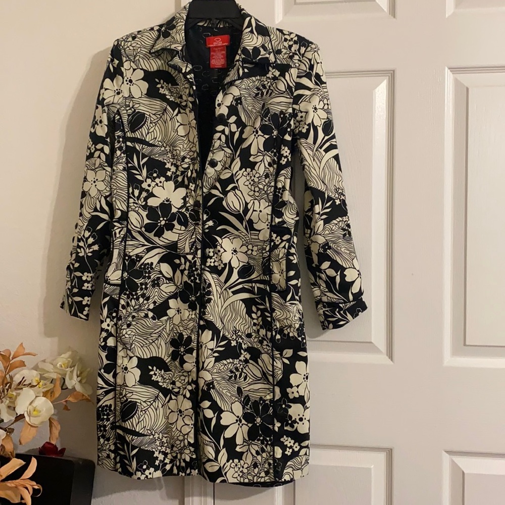 OSCAR de la Renta black & white floral coat